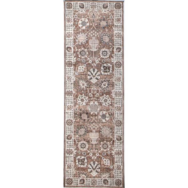 BASHIAN Legacy Dusty Rose 3 ft. x 8 ft. (2 ft. 6 in. x 8 ft.) Floral Transitional Runner Rug