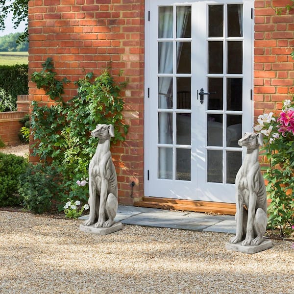 32 in. H MGO Sitting Dog Garden Statue (2-Pack)