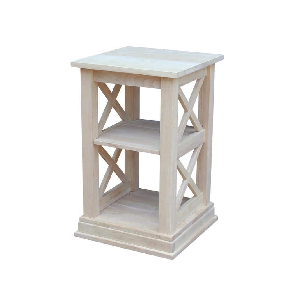 White Rubberwood Classic Accent Table with Shelves