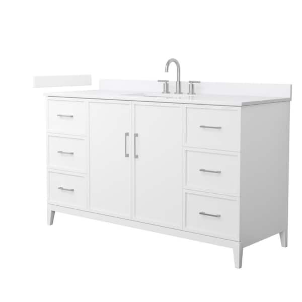 Wyndham Collection Elan 60 in. W x 22 in. D x 35 in. H Single Bath Vanity in White with White Quartz Top