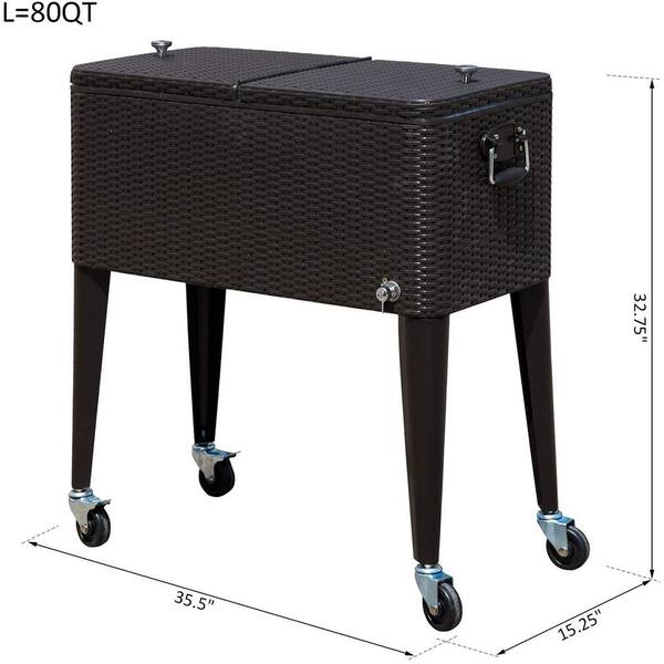 Outsunny 80 Quart Stainless Steel, Stainless Steel Outdoor Cooler Cart