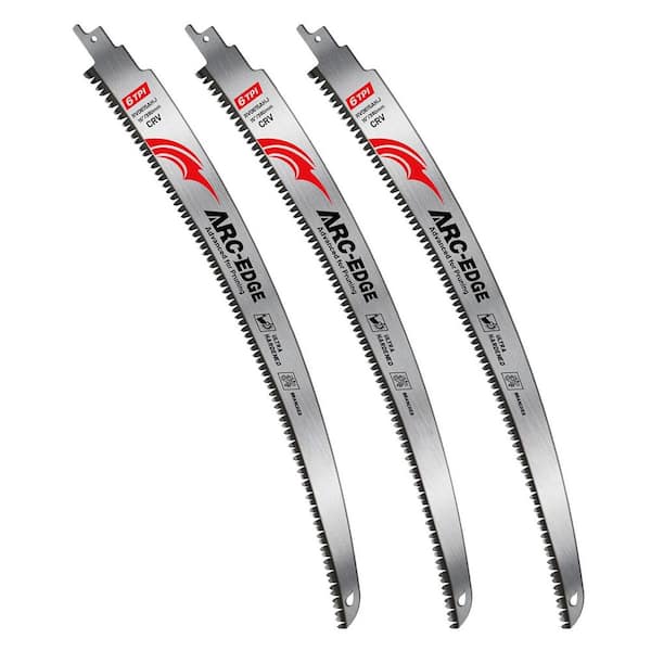 15 in. Arc Edge Wood Pruning Reciprocating Saw Blades with Japanese Teeth for Tree Trimming and Cutting (3-Pack)