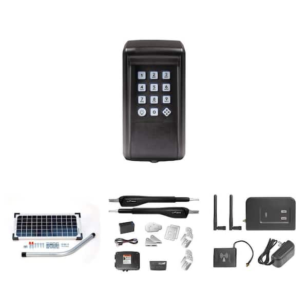 Heavy Duty Dual Swing Gate Opener with Keypad, Solar Panel, and Wireless Kit (up to 850 lb)