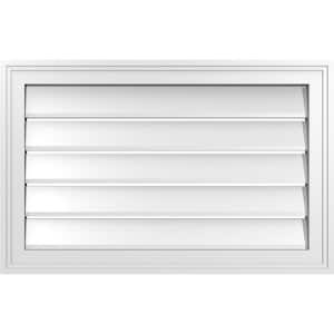 28 in. x 18 in. Vertical Surface Mount PVC Gable Vent: Functional with Brickmould Frame