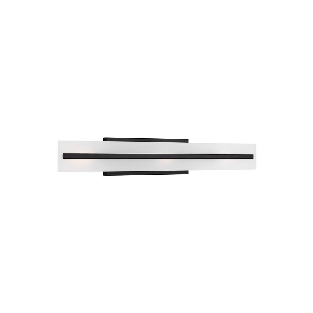 Midnight Black Satin Etched Glass 3-Light Vanity Fixture