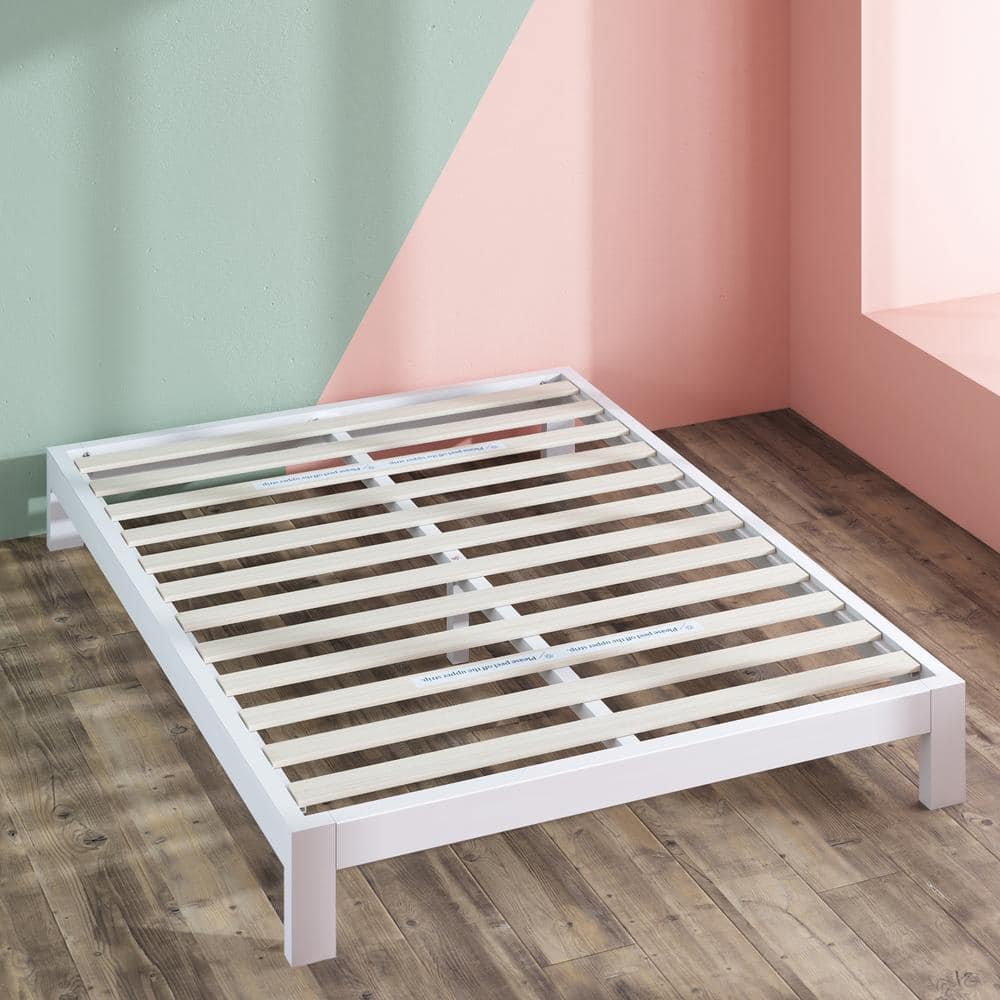 Arnav White Full Metal Platform Bed Frame with Slats
