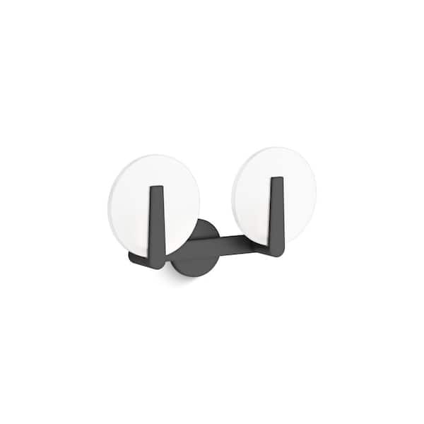 KOHLER Hint 2-Light Matte Black Frosted Glass Wall Sconce