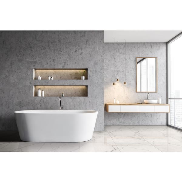 Brighton Grey 24 in. x 24 in. Polished Porcelain Marble Look Floor and Wall Tile (16 sq. ft./ Case)