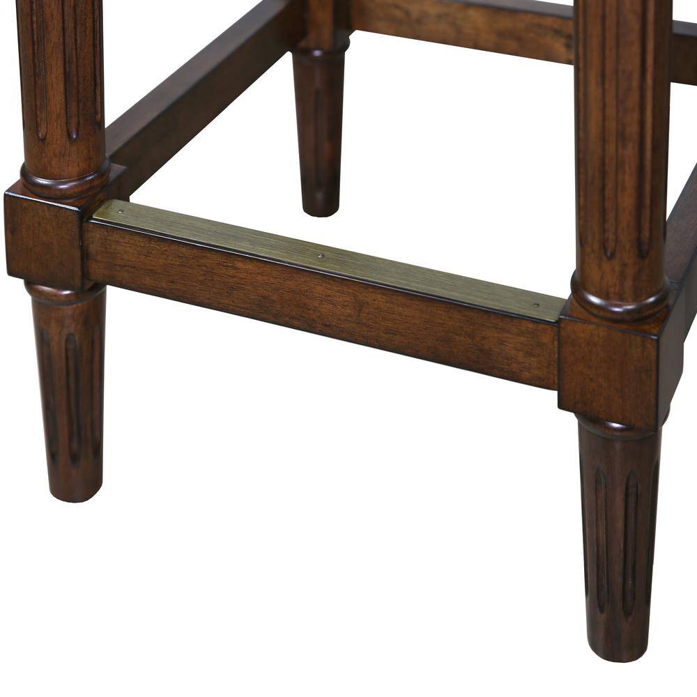 Distressed Walnut 30" Backless Bar Stool with Faux Leather Seat