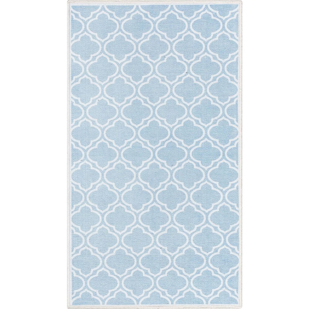 Apollo Lattice Moroccan Trellis Light Blue Ivory 2 ft. 3 in. x 3 ft. 11 in. Machine Washable Area Rug price history on PriceWatchPro