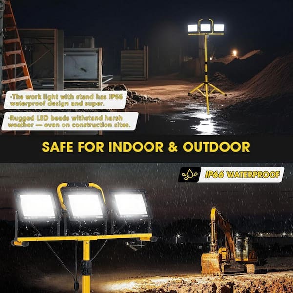 32000 Lumen LED Work Light Floodlight Tripod Plug-In AC Power 3