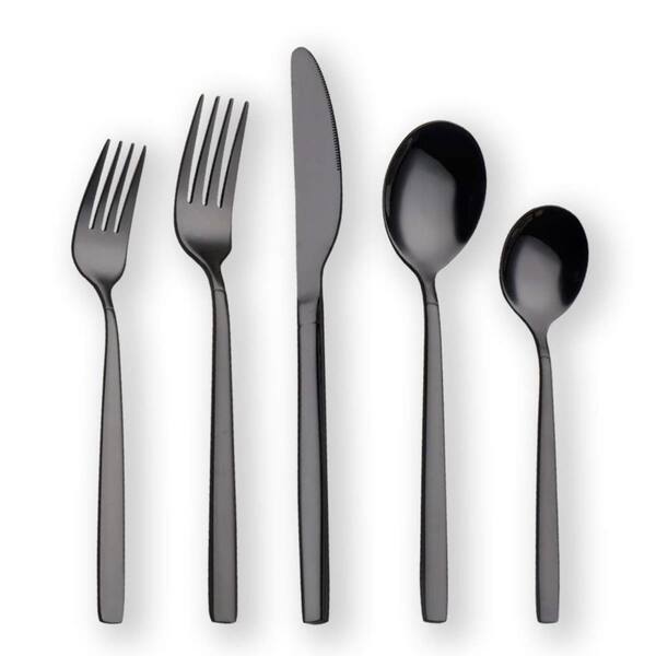 20-Piece Modern Black Stainless Steel Flatware Set(Service for 4)