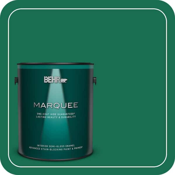 BEHR MARQUEE 1 gal. #S-H-470 Precious Emerald Semi-Gloss Enamel Interior Paint & Primer