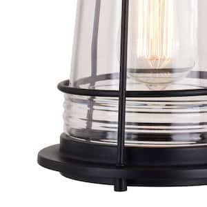Montauk 1 Light Textured Black Dusk to Dawn Coastal Outdoor Wall Sconce Lantern Clear Glass