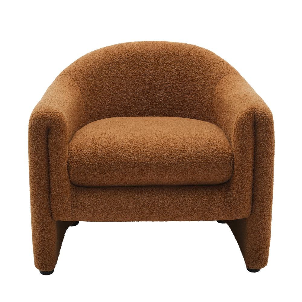 Uixe Modern Rusted Orange Boucle Polyester Fabric Upholstered