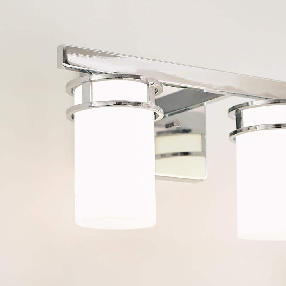 Robie Chrome 2-Light Bath Vanity with Etched White Glass
