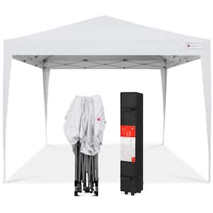 10 ft. x 10 ft. White Portable Adjustable Instant Pop Up Canopy with Carrying Bag