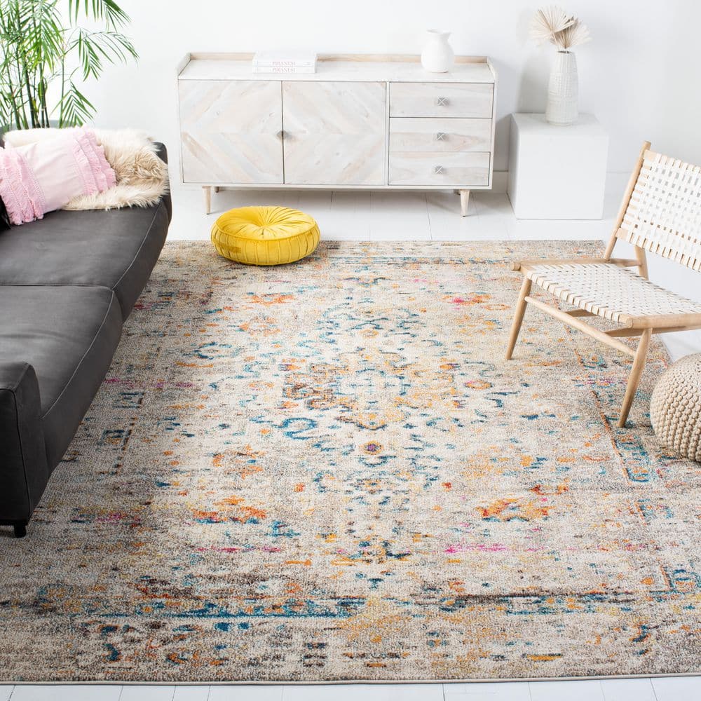 Luxor Elegance 72'' Round Gray Synthetic Easy-Care Area Rug