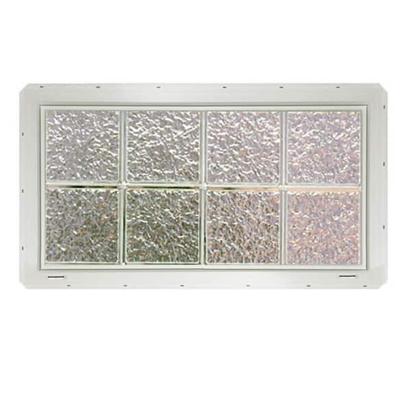 CrystaLok 31.75 in. x 16.75 in. x 3.25 in. Ice Pattern Vinyl Framed Glass Block Window with White Colored Vinyl Nailing Fin