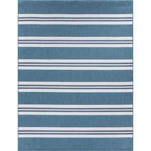 Stripes Blue 5 ft. x 7 ft. Indoor/Outdoor Area Rug