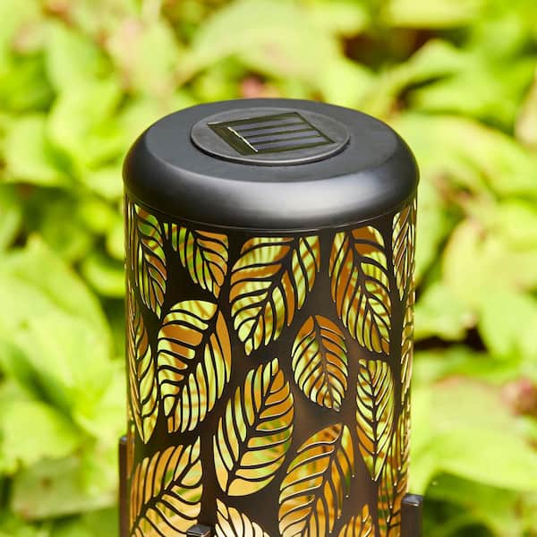 Glitzhome 14.25 in. H Black and Gold Metal Cutout Leaves