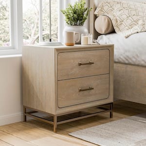 Lena Oak 2 Drawer 27 in. W Wood Nightstand