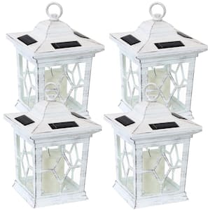 Lucien 9 in. White Outdoor Solar LED Candle Lantern (Set of 4)