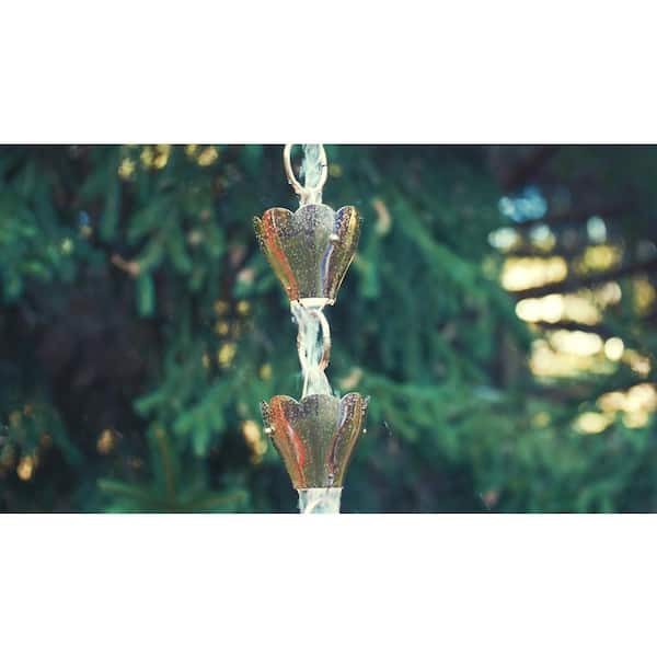 Good Directions 100% Pure Copper Tulip Rain Chain, 8-1/2 ft. Long, 13 Extra  Large Cups, Replaces Gutter Downspout 463P-8 The Home Depot