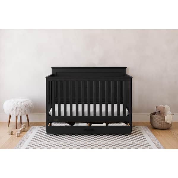 Tristan Black 5-in-1 Convertible Crib with Drawer
