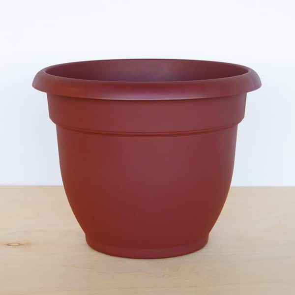 Ariana 11 in. Burnt Red Plastic Self-Watering Planter
