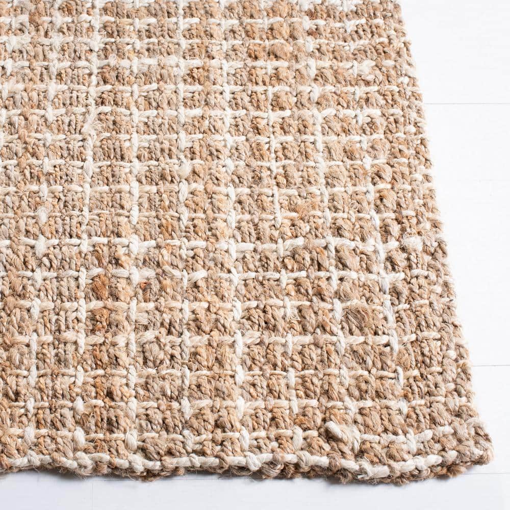 Ivory and Natural Hand-Woven Wool 8' x 10' Area Rug