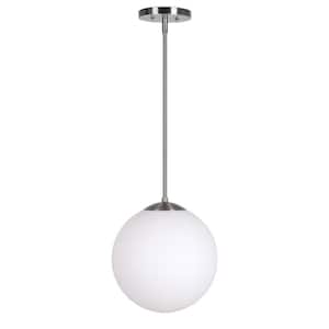 Selene 1-Light Brushed Nickel Pendant with Satin Opal Globe Glass Shade