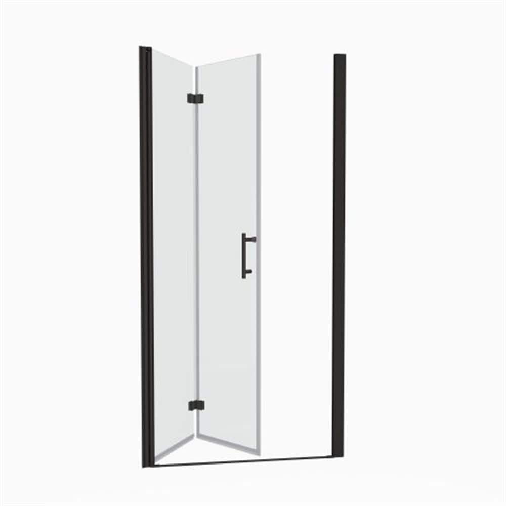 34 in. - 35.38 in. W x 72 in. H Bi-Fold Semi-Frameless Shower Door in Black