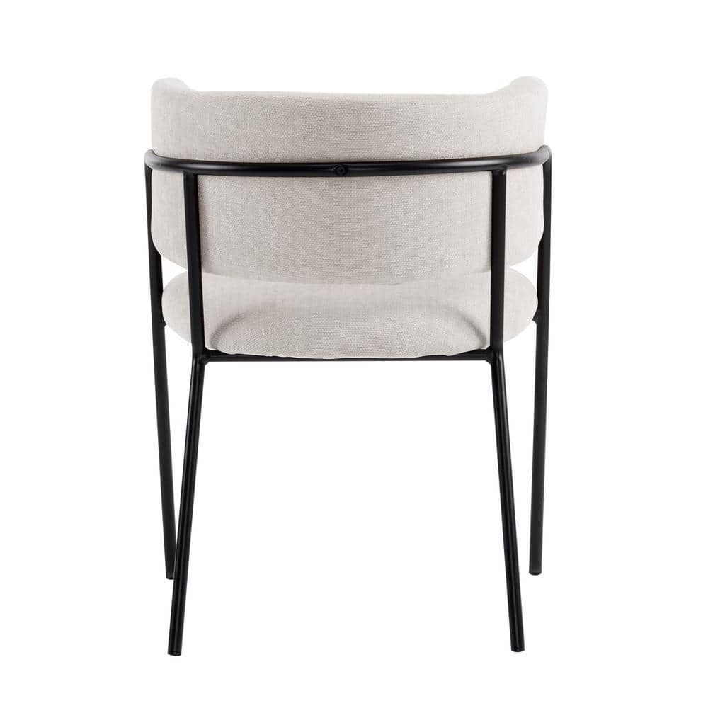 Beige and Black Upholstered Metal Arm Chair Set