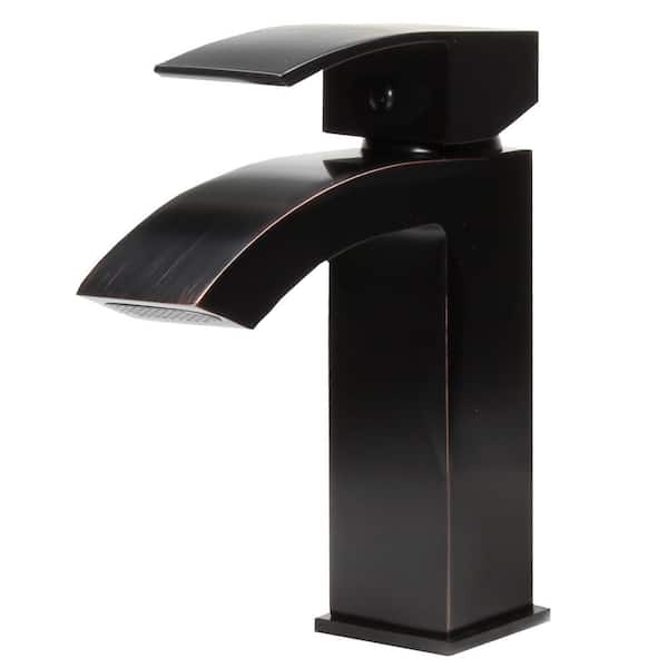 Novatto FIGS Modern Single Handle Single Hole Lavatory Bathroom Faucet in Oil Rubbed Bronze