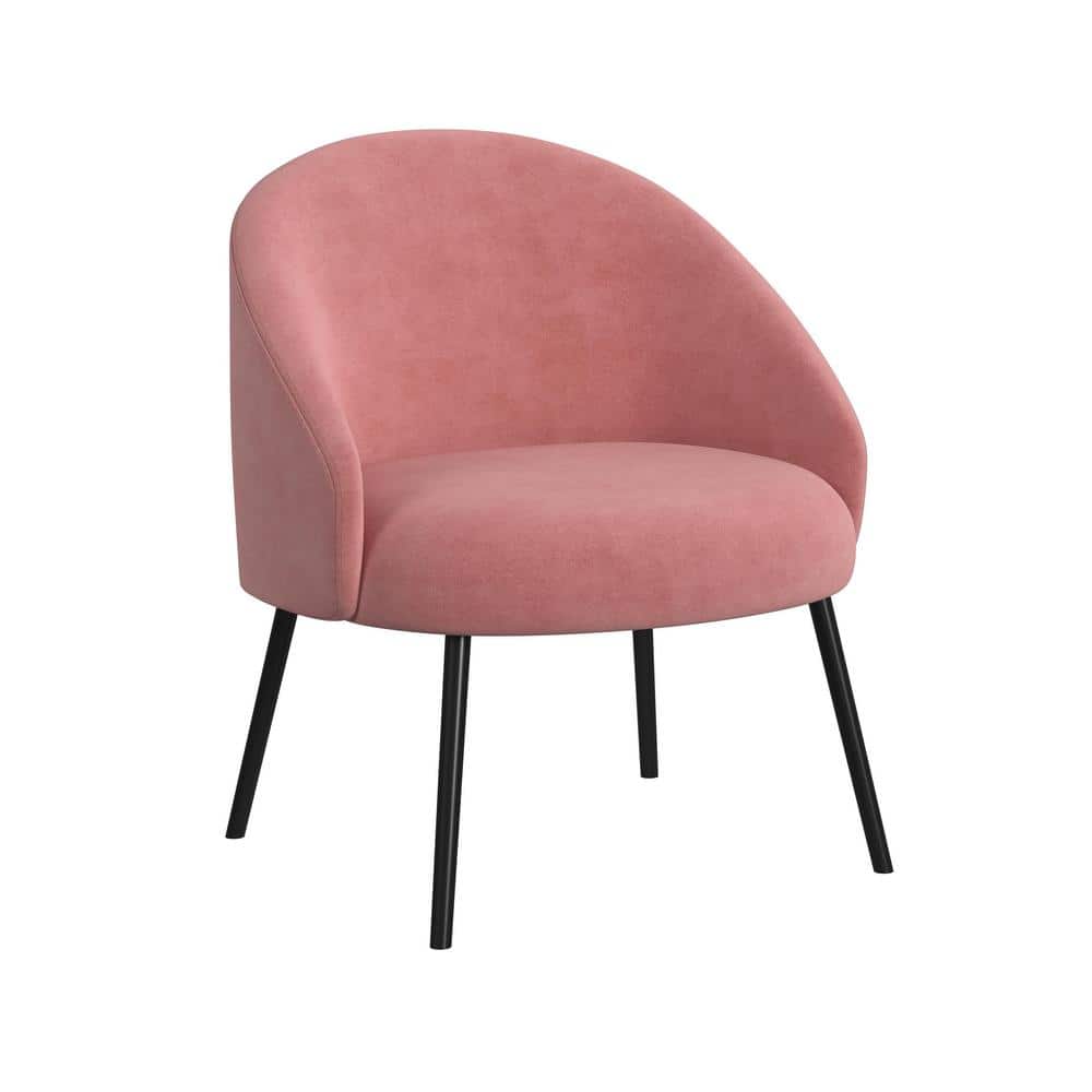 Blush Pink Velvet Modern Accent Chair with Metal Legs