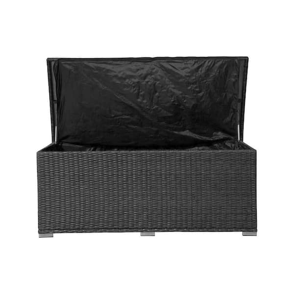moda furnishings 150 Gal. Black Iron Wicker Deck Box