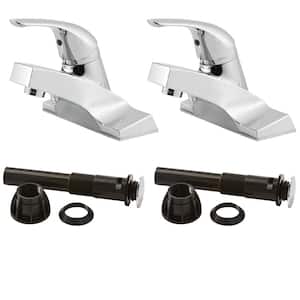 Pfirst Series 4 in. Centerset Single Handle Bathroom Faucet Combo Kit in Polished Chrome