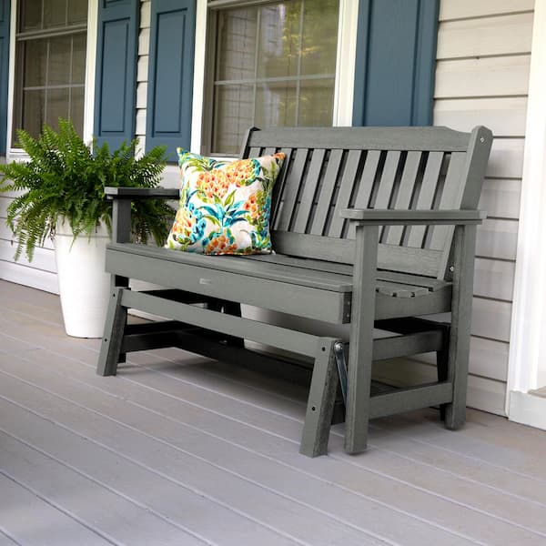 Lehigh 48 in. 2-Person Coastal Teak Recyled Plastic Outdoor Glider