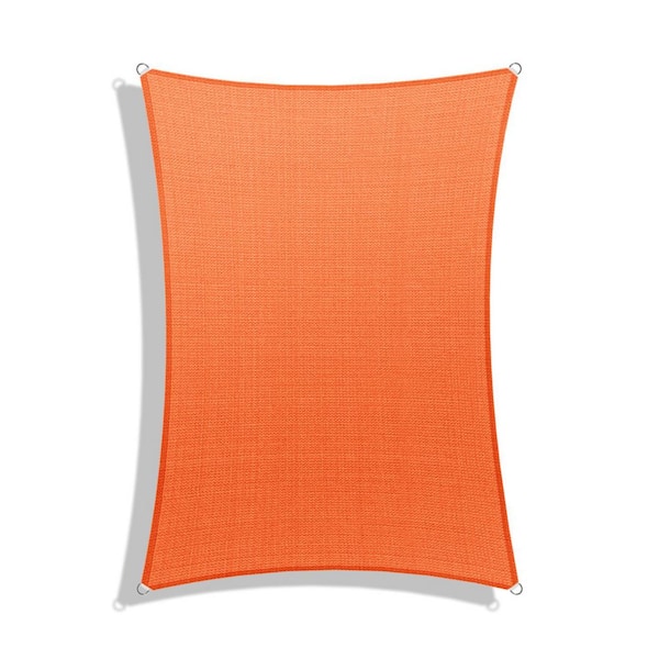 8 ft. x 12 ft. HDPE Sun Shade Sail Rectangle Canopy Shades for Outdoor Patio Pergola, Blockage 95% UV Resistant, Orange