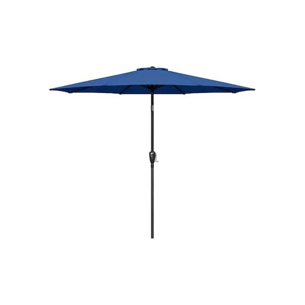 Outdoor Market Table Patio Umbrella with Button Tilt, Crank and 8 Sturdy Ribs for Garden, Deck, Lawn, Backyard and Pool