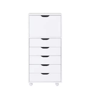 White, 6 Drawer with Shelf, Office File Cabinets Wooden File Cabinets for Home Office Lateral File Cabinet