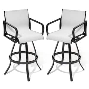 Swivel Aluminum Outdoor Bar Stool in Augustine Oyster (2-Pack)