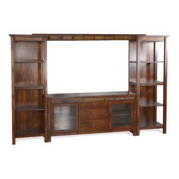 Odell Brown TV Stand Entertainment Center Fits TV's up to 60 to 65 in.