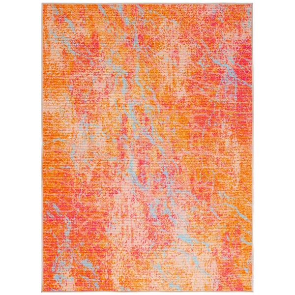 SAFAVIEH Sequoia Orange/Light Blue 4 ft. x 6 ft. Machine Washable Abstract Solid Area Rug