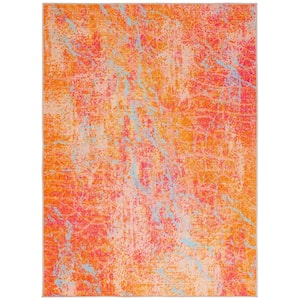 Sequoia Orange/Light Blue 5 ft. x 8 ft. Machine Washable Abstract Solid Area Rug