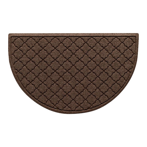 Waterhog Cordova 24 in. x 39 in. Half Round PET Polyester Indoor Outdoor Door Mat Dark Brown