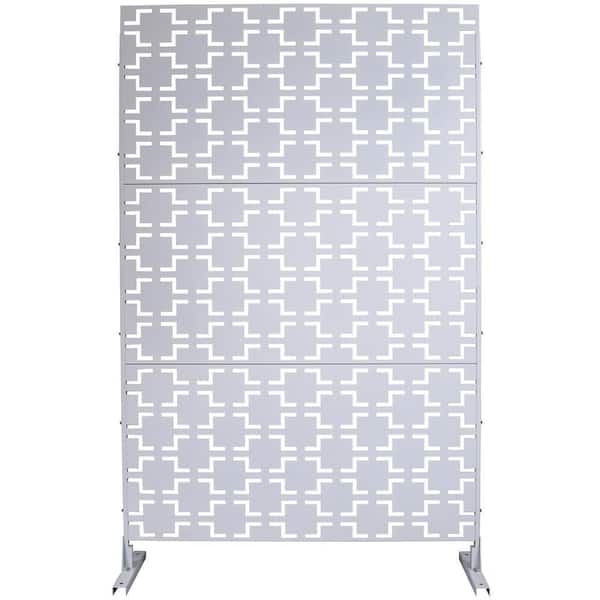 6.3 ft. H x 4 ft. W White Metal Privacy Screen Freestanding Decorative Privacy Screen (3-Panels)