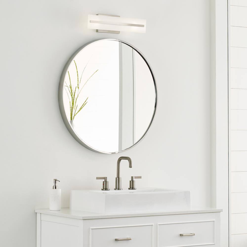 Brushed Nickel Two-Light Satin Etched Glass Vanity Light