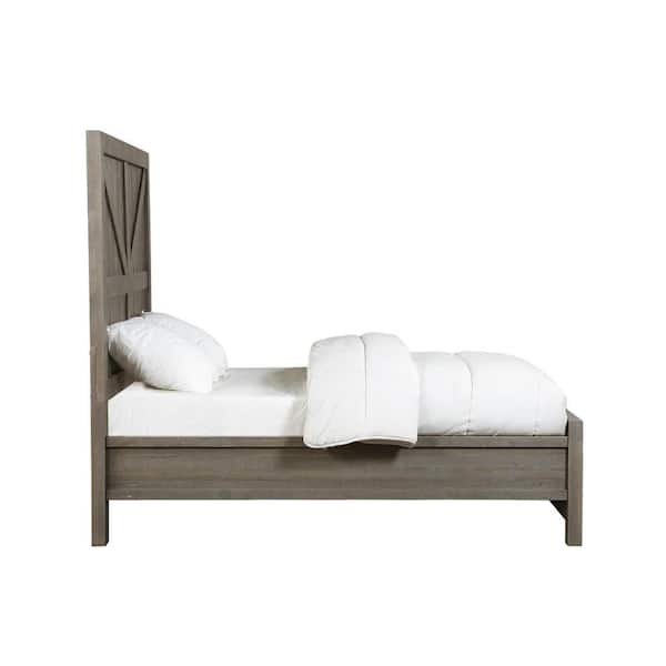 Modus Furniture Austin Light Wood Rustic Grey California King Panel Bed With Barn Door Headboard 9x13f6 The Home Depot